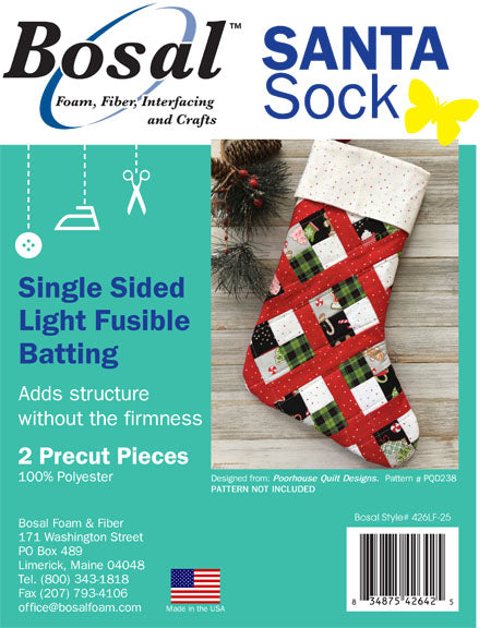 Santa Socks Single Sided Light Fusible Batting Pre-cut Shapes