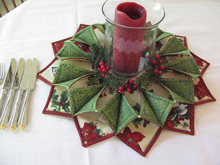 Fold'n Stitch Wreath as a Table Topper