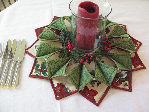Fold'n Stitch Wreath as a Table Topper